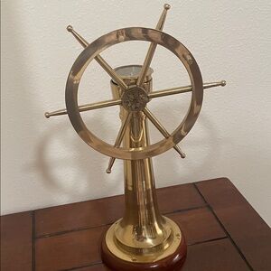 Nautical Brass Ship Wheel Decor